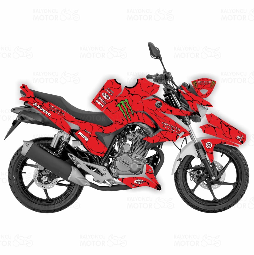 Mondial Drift 125 L No:1 Design Kırmızı Beyaz Sticker Kaplama