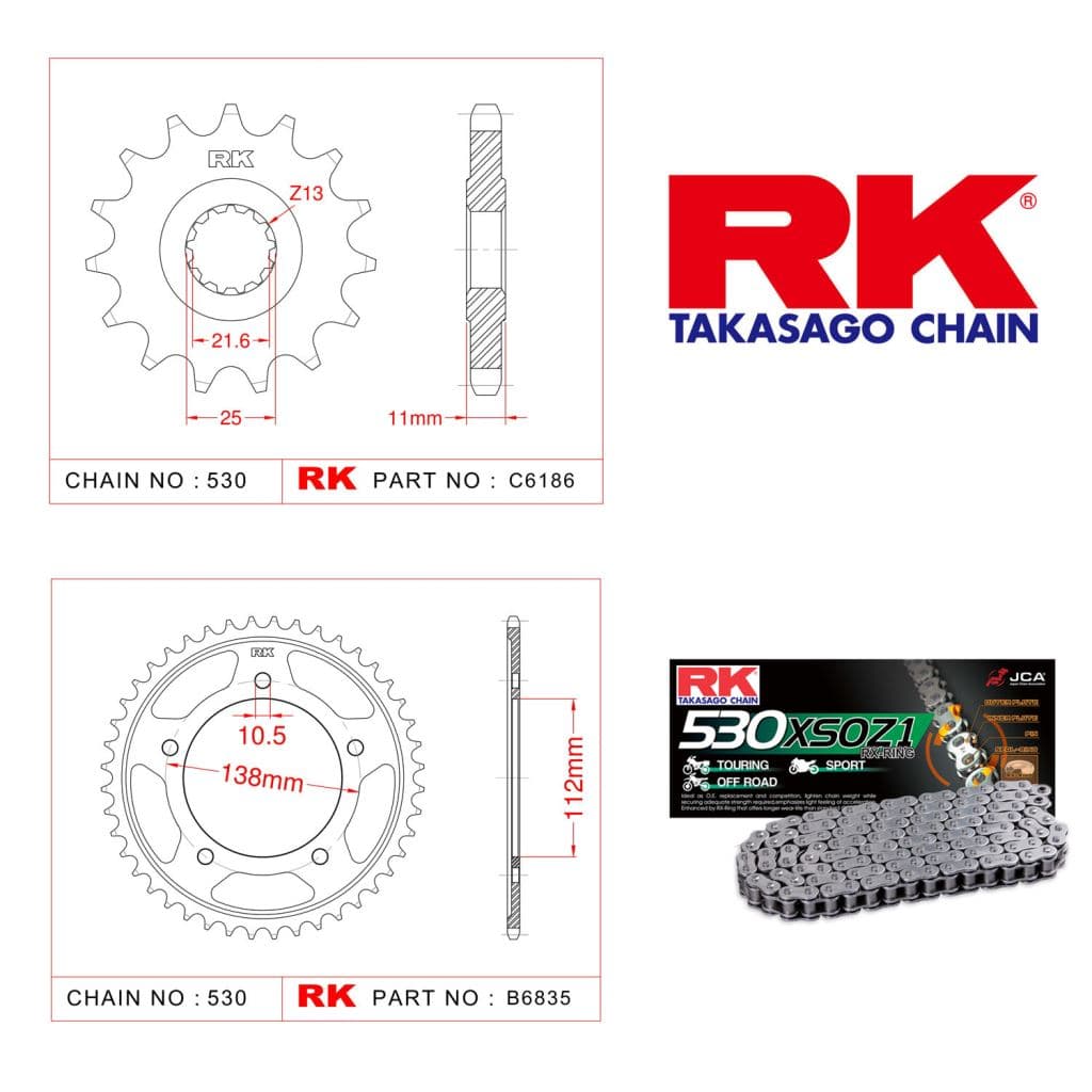 Yamaha YZF-R6 Rk X-ring Zincir Dişli Set 530 XSO-16/48T