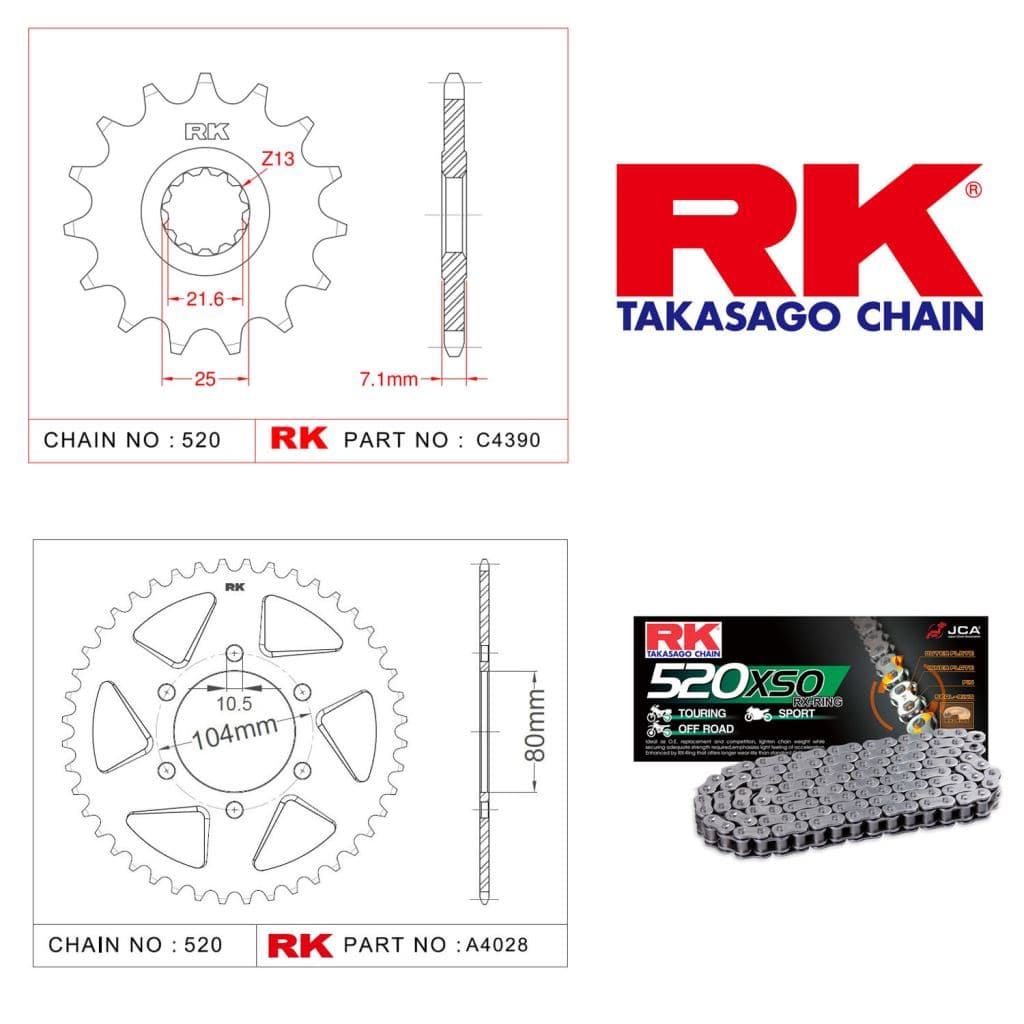 Kawasaki ZX-6 R NINJA Rk O-ring Zincir Dişli Set 520 SO-16/43T