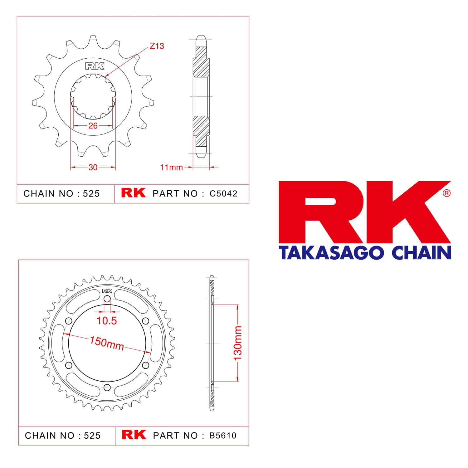 Yamaha FZ 8 S Rk Ön Arka Dişli 525 - 16/47 T - görsel 2