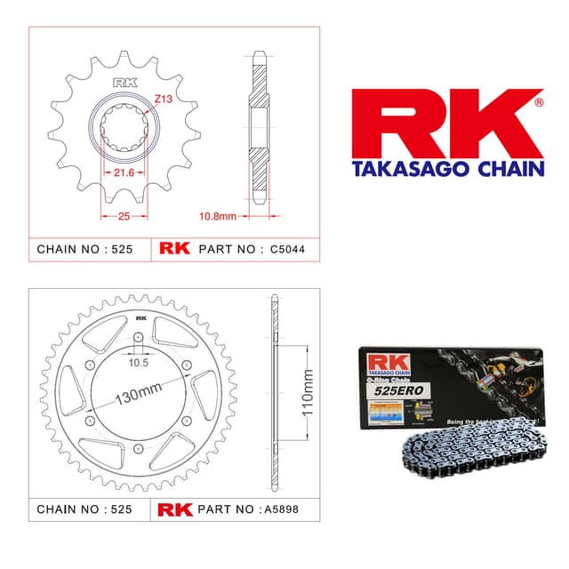 Yamaha YZF-R6 Rk Zincir Dişli Set 525 ERO O-Ring 16/45T