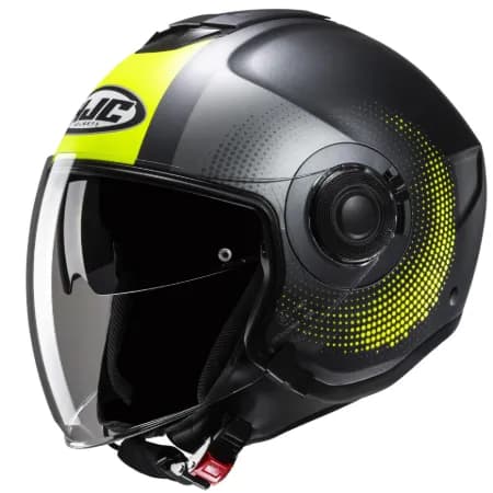 HJC İ40N Pyle MC3HSF Yarım Motosiklet Kaskı Siyah Neon Sarı