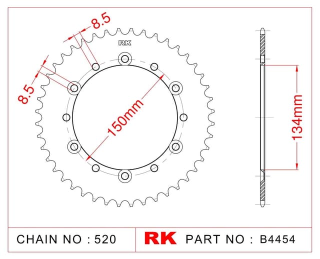 Kawasaki KX 450 F RK Çelik Arka Dişli B4454-50