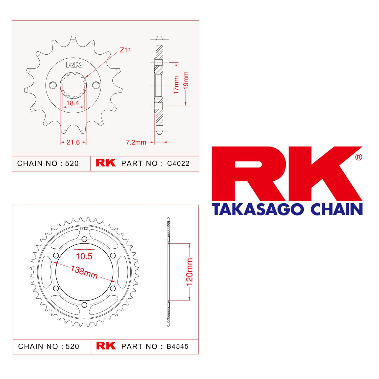 Honda CBR 250 R Rk Ön Arka Dişli 520 - 14/38 T - görsel 2