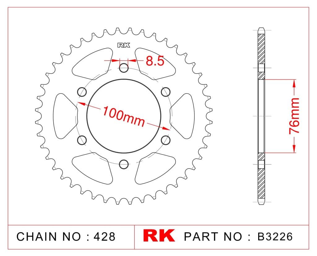 Yamaha YZF-R 125 Rk Çelik Arka Dişli B3226-52