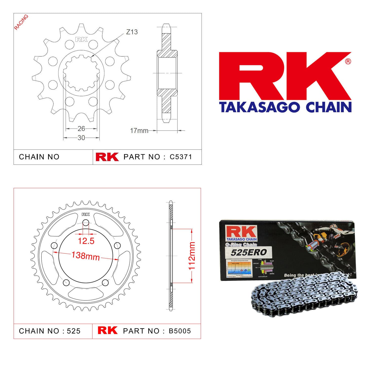 Honda CBR 600 F4 Rk Zincir Dişli Set 525 ERO O-Ring 16/45T