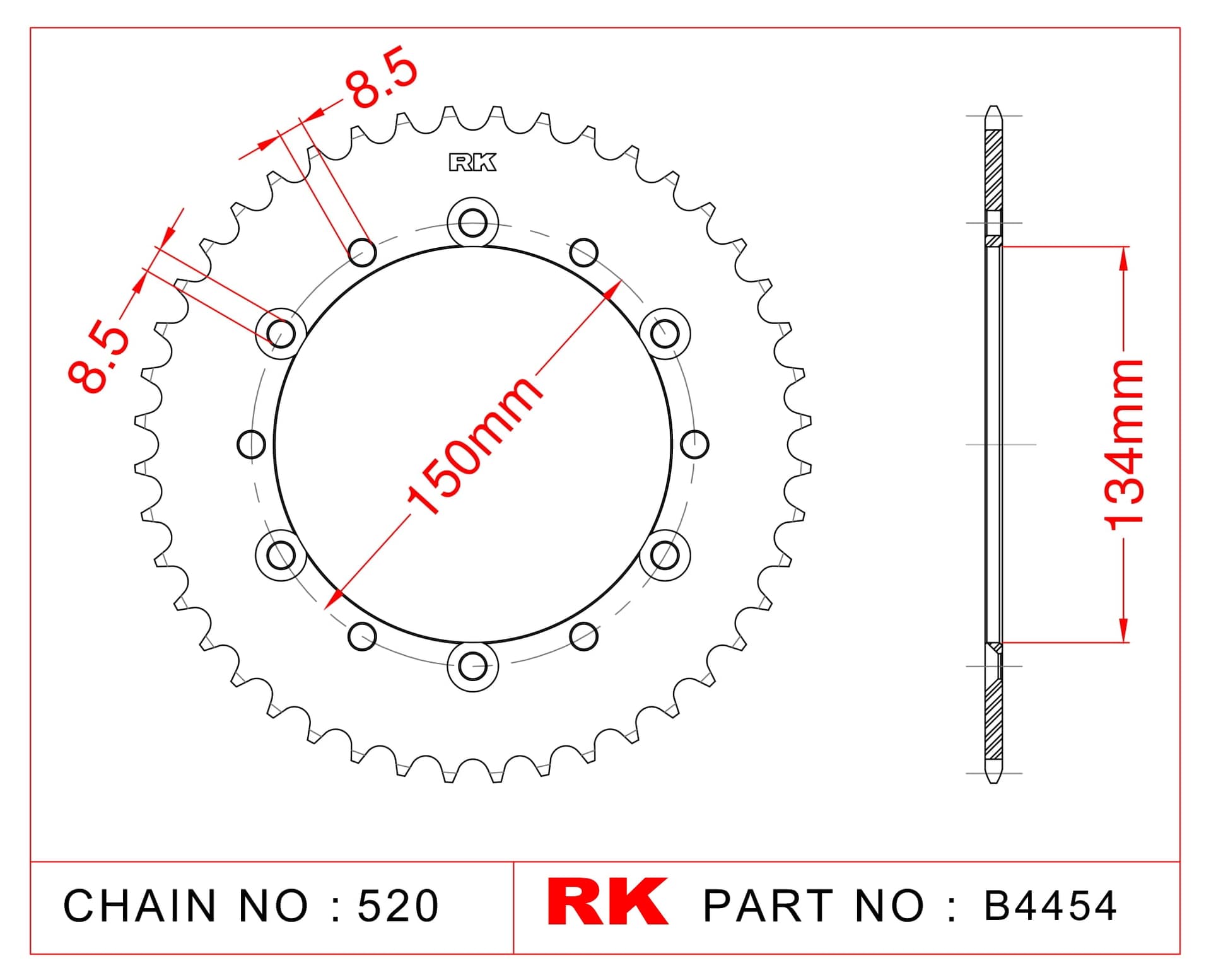 Kawasaki KLX 250 RK Çelik Arka Dişli B4454-42