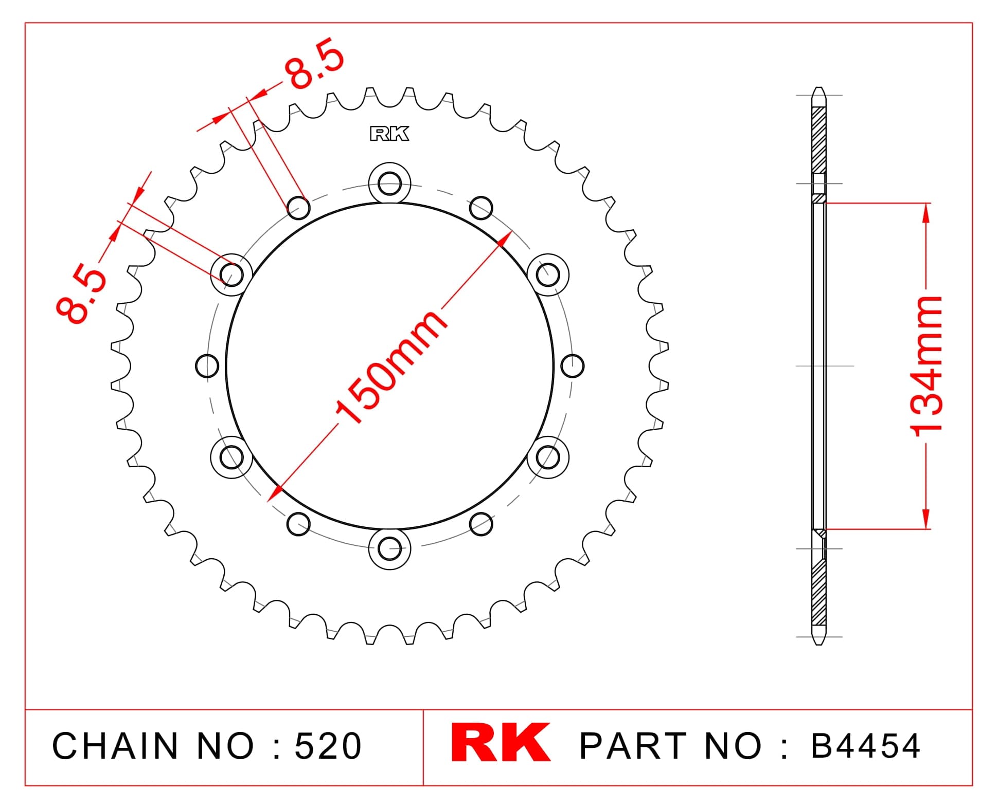 Kawasaki KLX 250 RK Çelik Arka Dişli B4454-42