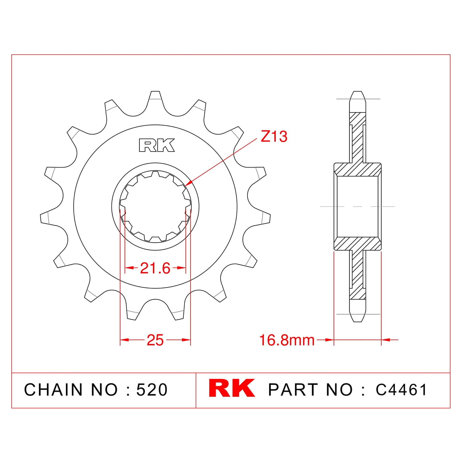 Honda CBR 500 R RK Çelik Ön Dişli C4461-15