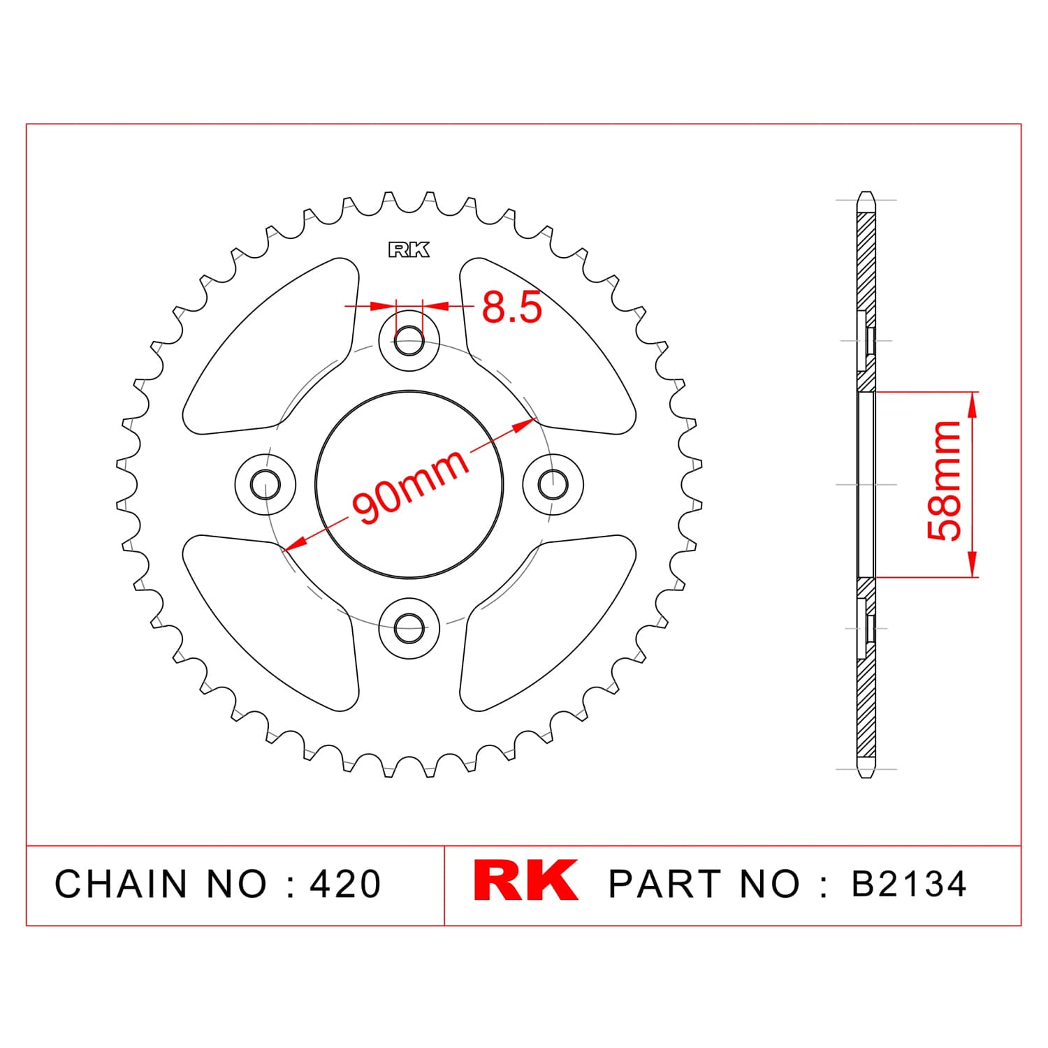 Honda ANF 125 INNOVA RK Çelik Arka Dişli B2134-35