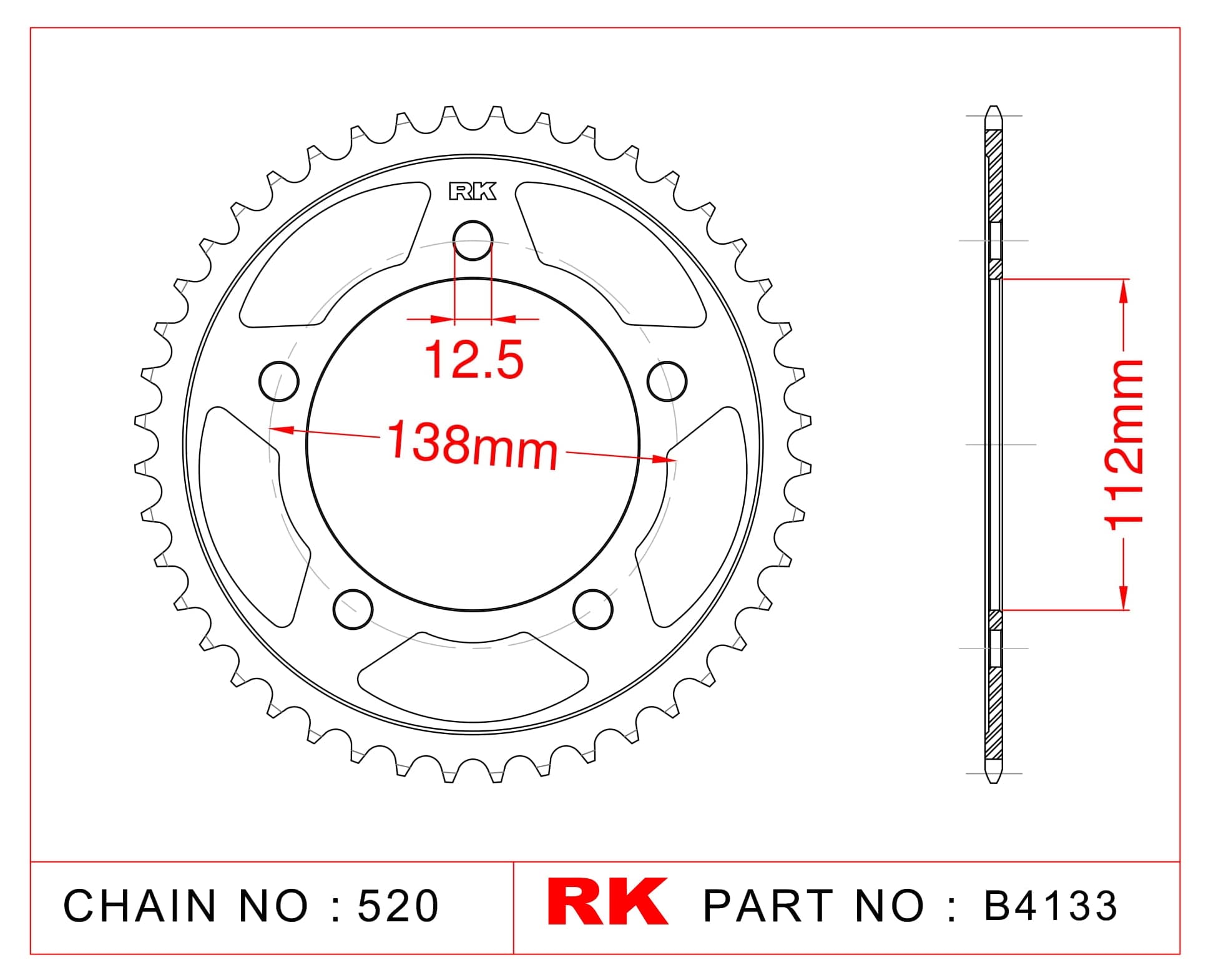 Honda CBR 500 R RK Çelik Arka Dişli B4133-41