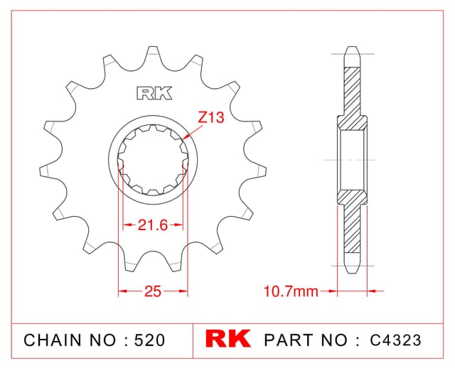 Yamaha XJ 600 DIVERSION RK Çelik Ön Dişli C4323-16