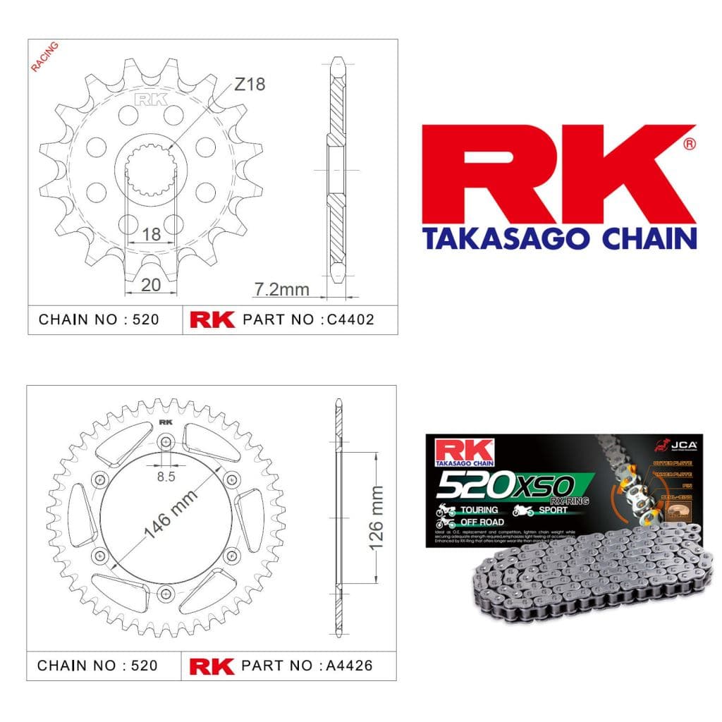 Suzuki RM 125 Rk Zincir Dişli Set 520 KLO O-Ring 12/51T - görsel 4