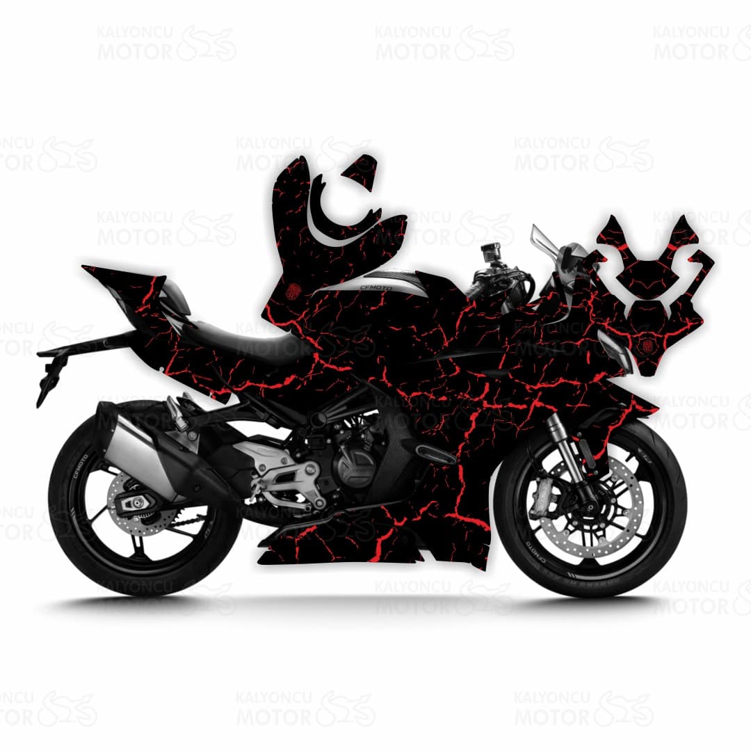 CF Moto 450 SR Cracked Texture Design Motor Kaplama