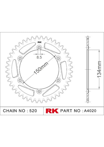 RK Kawasaki KX 250 RK Aluminyum Arka Dişli A4020-49-1A (1992-2005)
