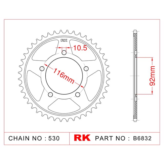 Kawasaki ZZR 1400 RK Çelik Arka Dişli B6832-42