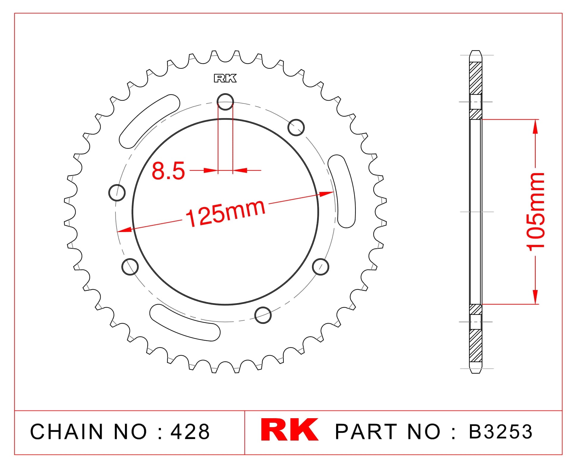 Yamaha XT 125 R RK Çelik Arka Dişli B3253-50