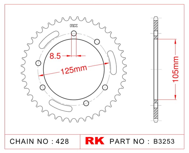 Yamaha XT 125 R RK Çelik Arka Dişli B3253-50