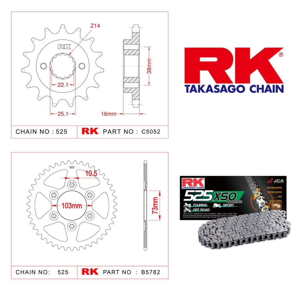 Ducati MULTISTRADA 950 Rk X-ring Zincir Dişli Set 525 XSO 114 L-14/43T