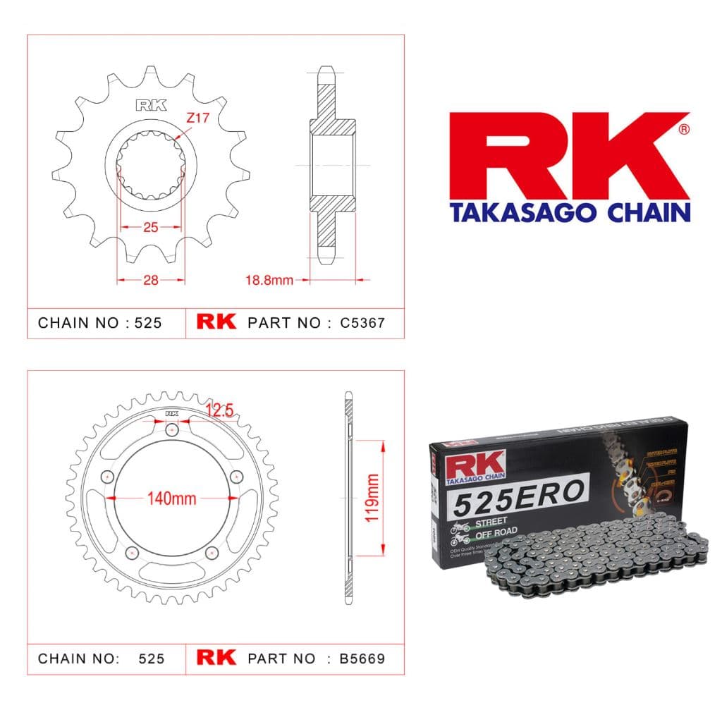 Bmw F 750 GS Rk Zincir Dişli Set 525 ERO O-Ring 17/44T