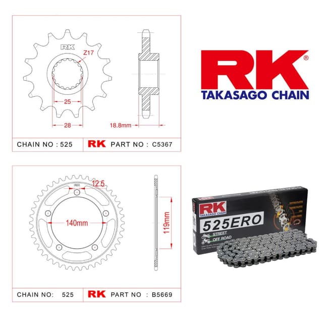 Bmw F 750 GS Rk Zincir Dişli Set 525 ERO O-Ring 17/44T