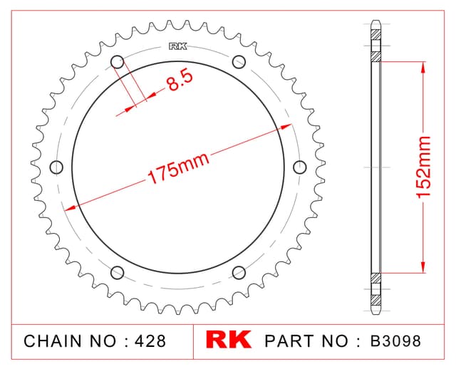 Yamaha DT 200 R RK Çelik Arka Dişli B3098-53