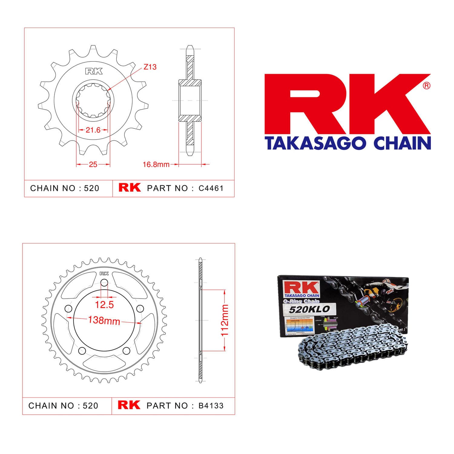 Honda NC 700 D INTEGRA Rk Zincir Dişli Set 520 KLO O-Ring 16/39T