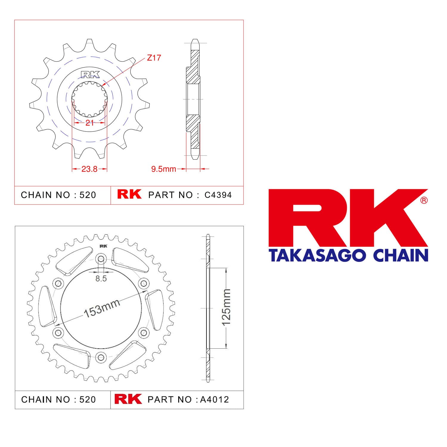Honda CRF 450 X Rk Ön Arka Dişli 520 - 13/51 T - görsel 2
