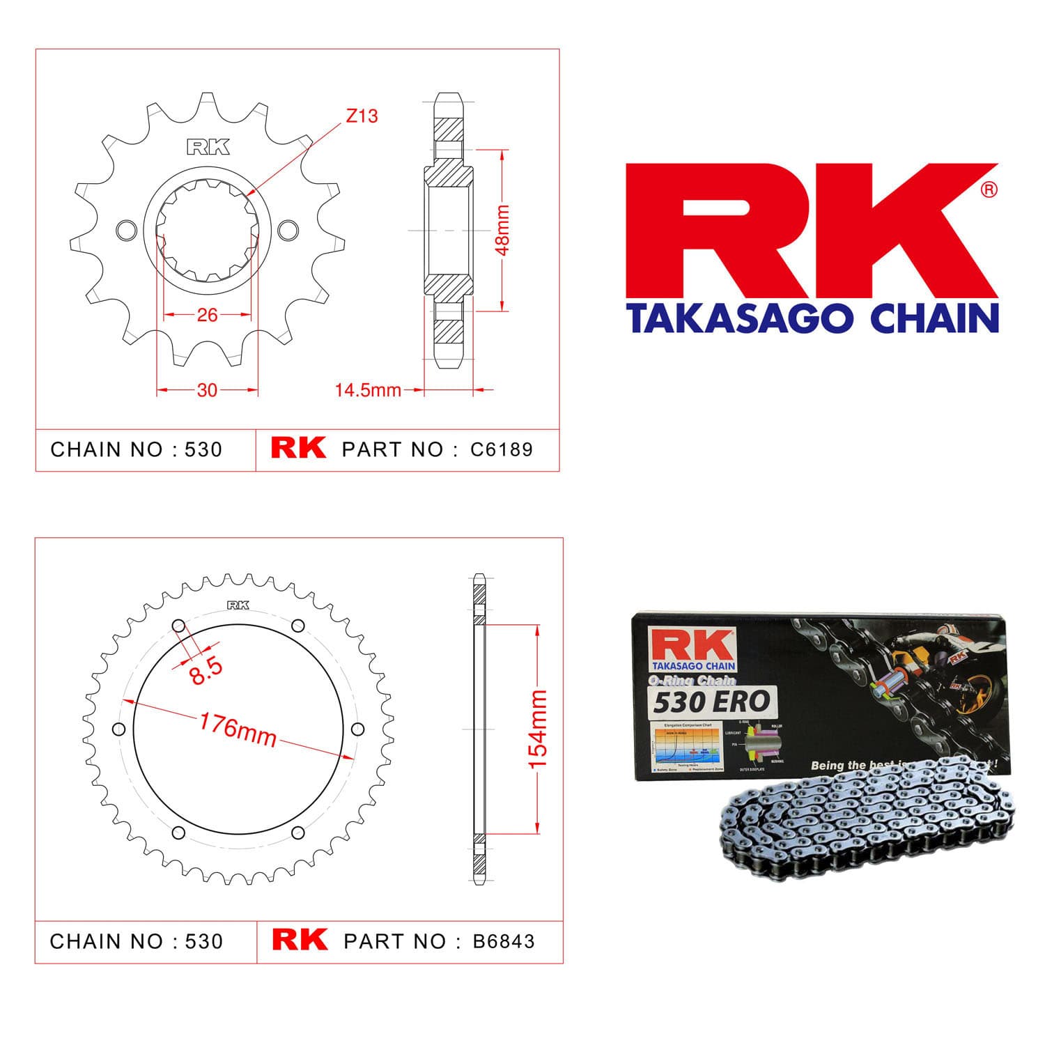 Honda VFR 800 F  Rk Zincir Dişli Set 530 ERO O-Ring 16/43T