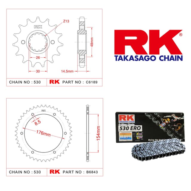 Honda VFR 800 F  Rk Zincir Dişli Set 530 ERO O-Ring 16/43T