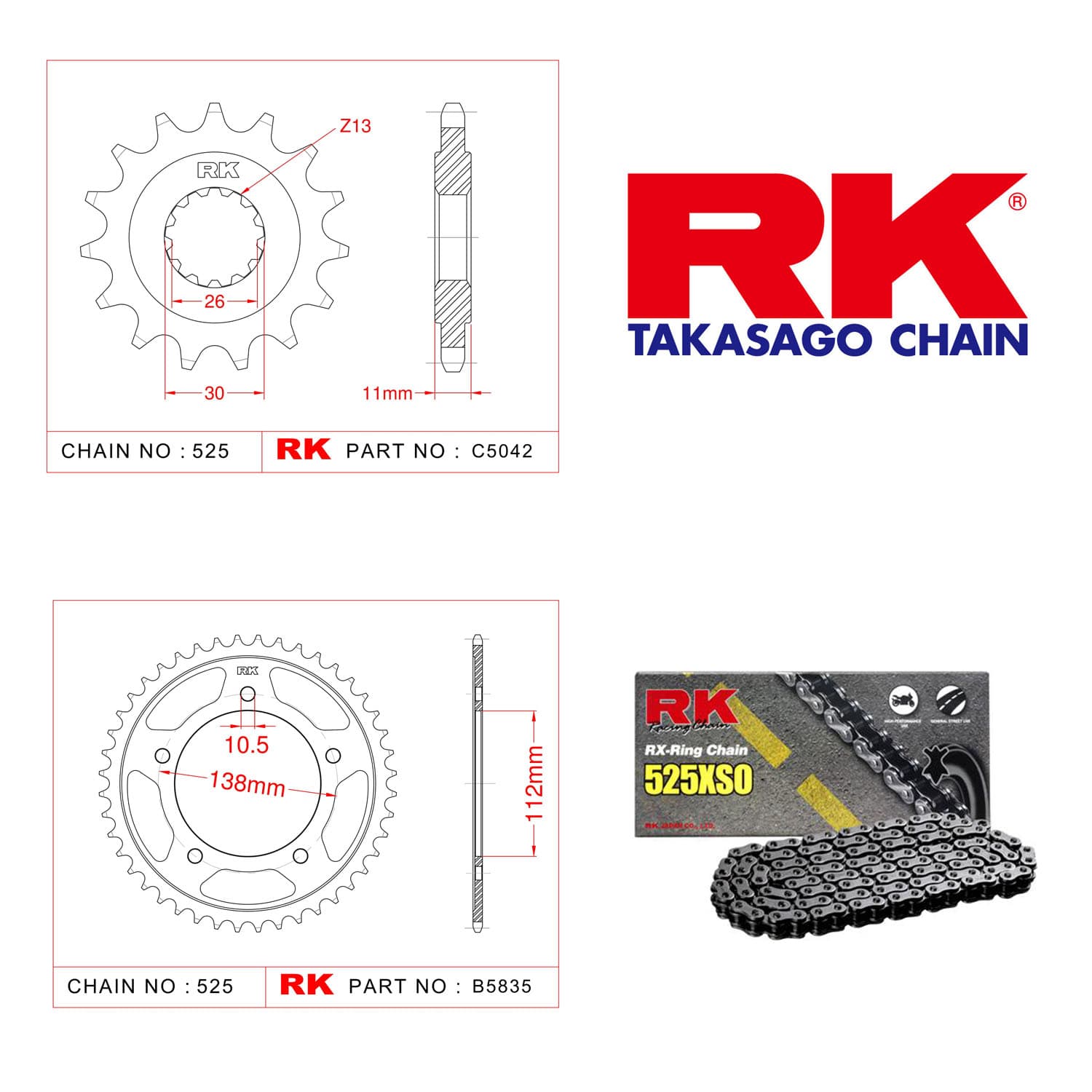 Yamaha YZF-R1 Rk RX-ring Zincir Dişli Set 525 XSO - 16/41 T - görsel 2