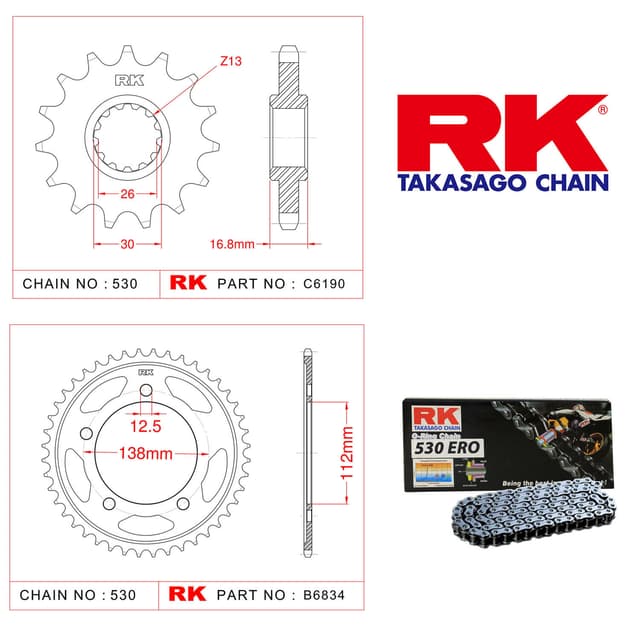 Honda CB 900 F HORNET Rk Zincir Dişli Set 530 ERO O-Ring 16/43T