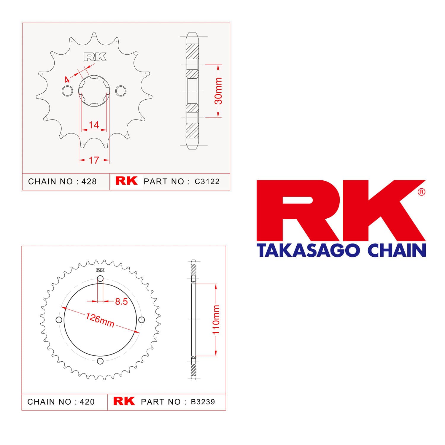 Kawasaki KLX 150 L Rk Ön Arka Dişli 428 - 14/47 T - görsel 2