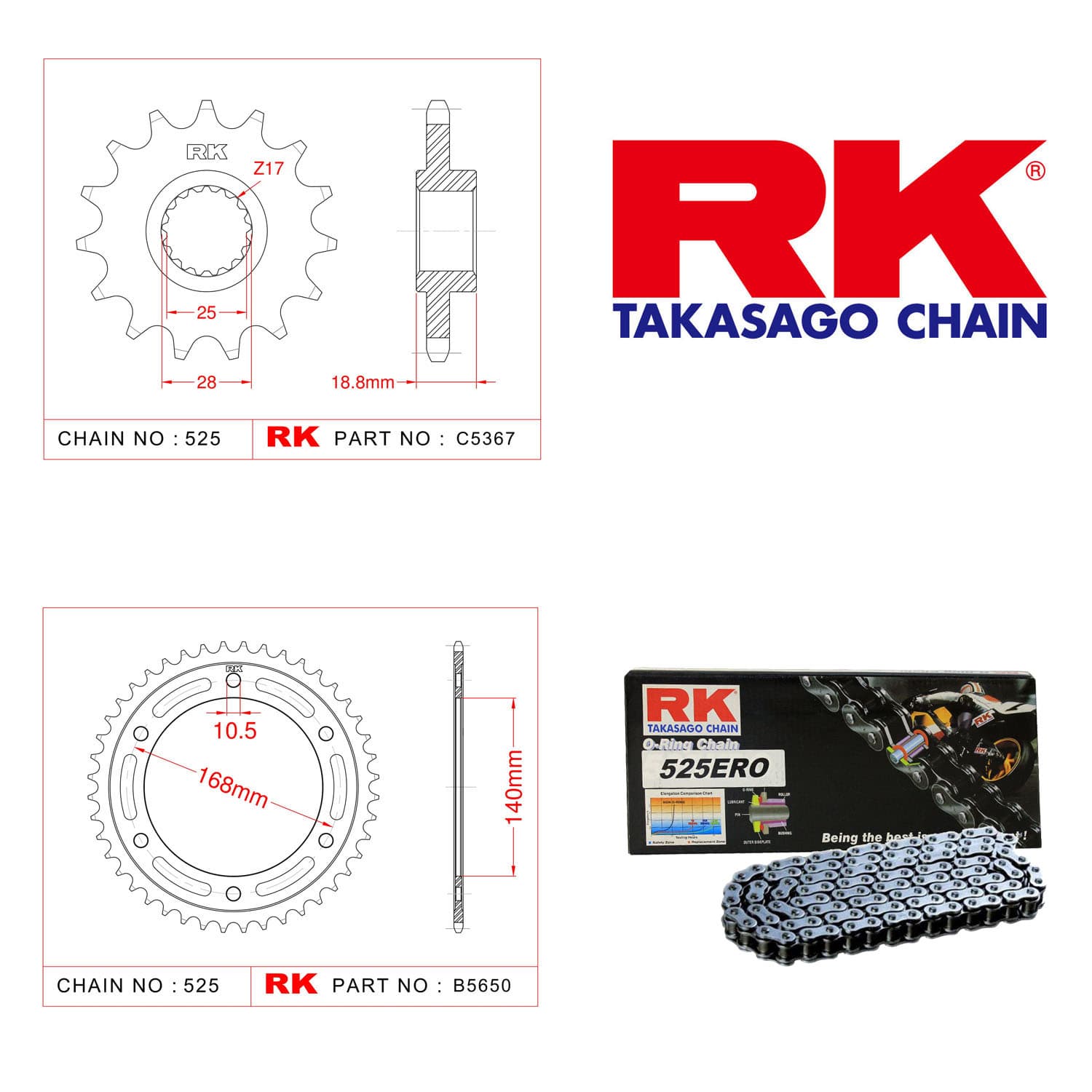 Bmw F 650 GS Rk Zincir Dişli Set 525 ERO O-Ring 17/41T