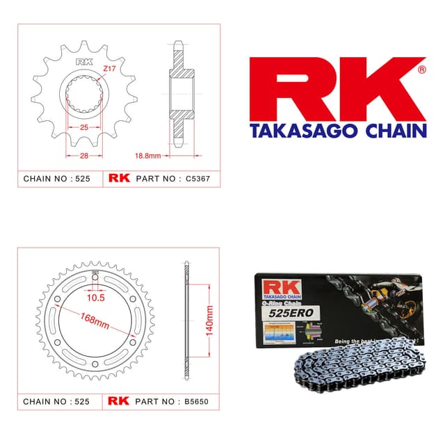 Bmw F 650 GS Rk Zincir Dişli Set 525 ERO O-Ring 17/41T