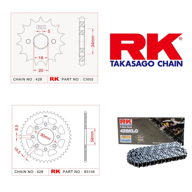 Kymco CK 125 PULSAR Rk Zincir Dişli Set 428 KLO O-Ring 16/39T