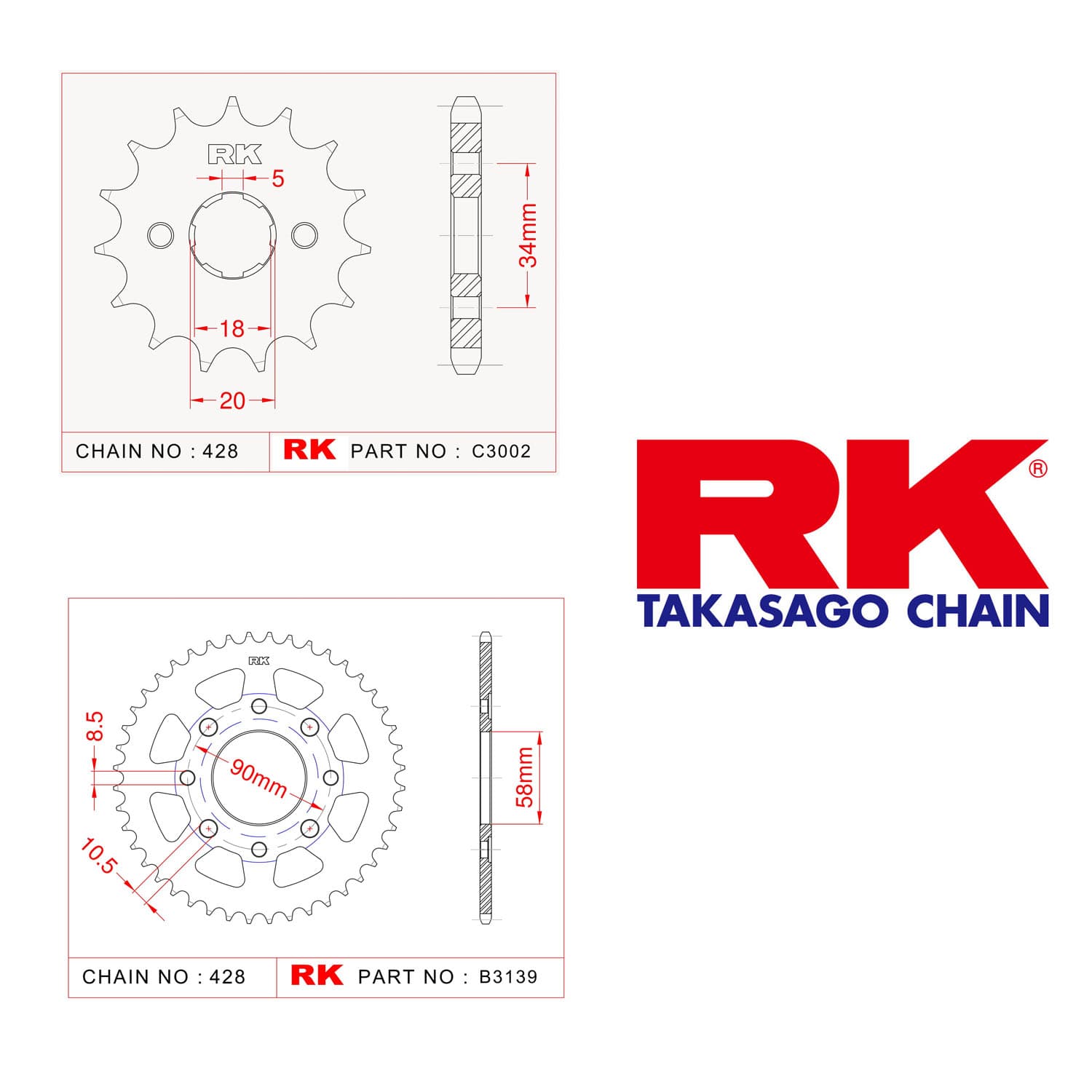 Kymco CK 125 PULSAR Rk Zincir Dişli Set 428 KLO O-Ring 16/39T - görsel 5