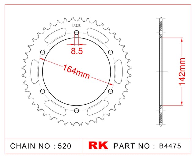 Hyosung GT 250 R RK Çelik Arka Dişli B4475-46