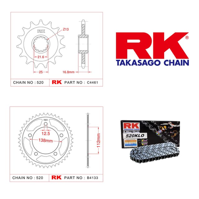 Honda NC 700 X Rk Zincir Dişli Set 520 KLO O-Ring 16/43T