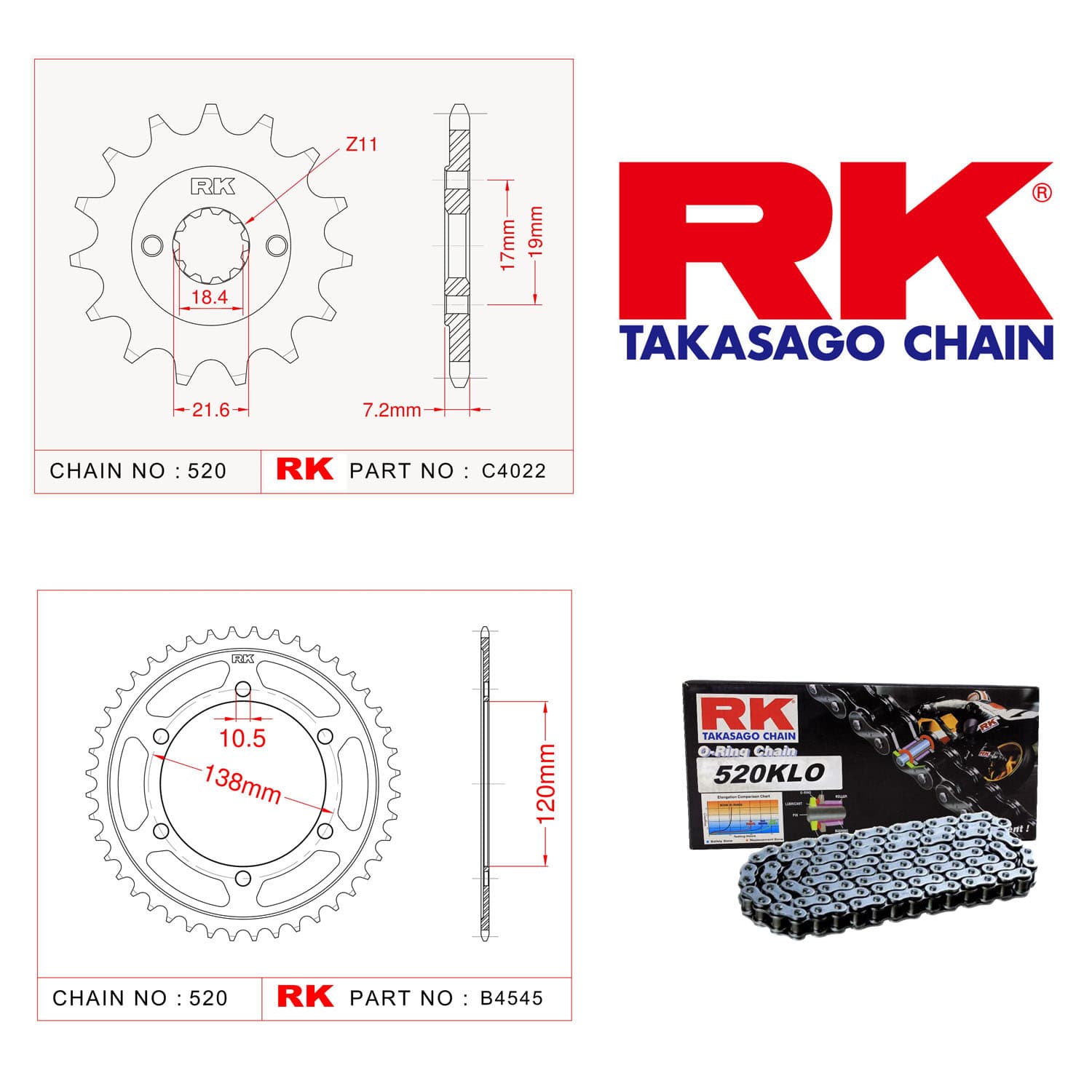 Honda CBR 250 R Rk Zincir Dişli Set 520 KLO O-Ring 14/38T