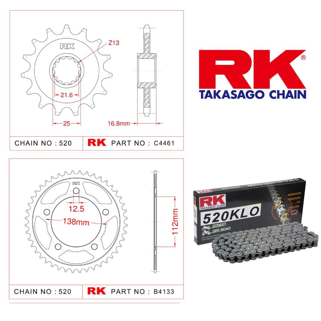 Honda X-ADV Rk Zincir Dişli Set 520 KLO O-Ring 17/38T