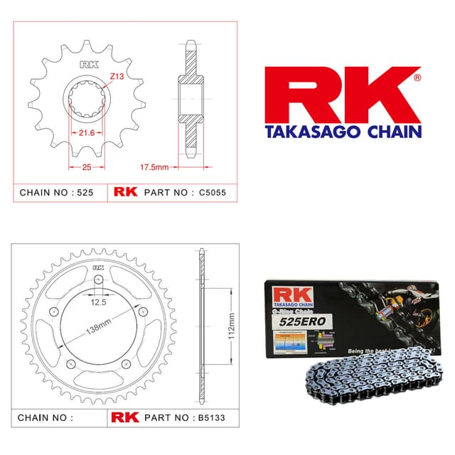 Honda CBF 500 Rk Zincir Dişli Set 525 ERO O-Ring 15/41T