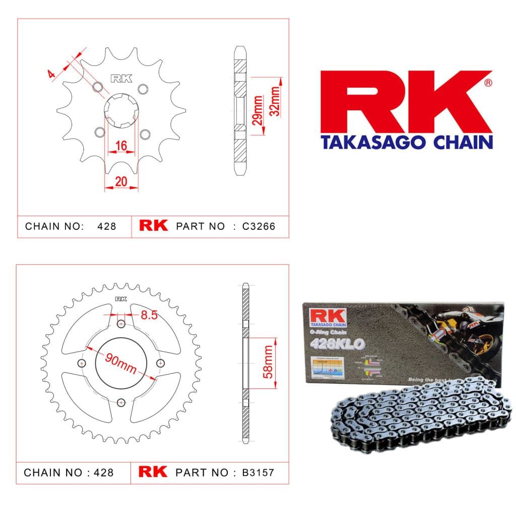 Suzuki GSX  125 S Rk O-ring Zincir Dişli Set 428 KLO 122 L-14/45T