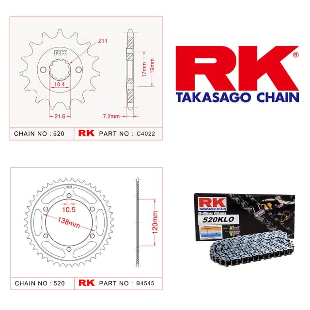 Honda CBR 250 R ABS Rk Zincir Dişli Set 520 KLO O-Ring 14/38T