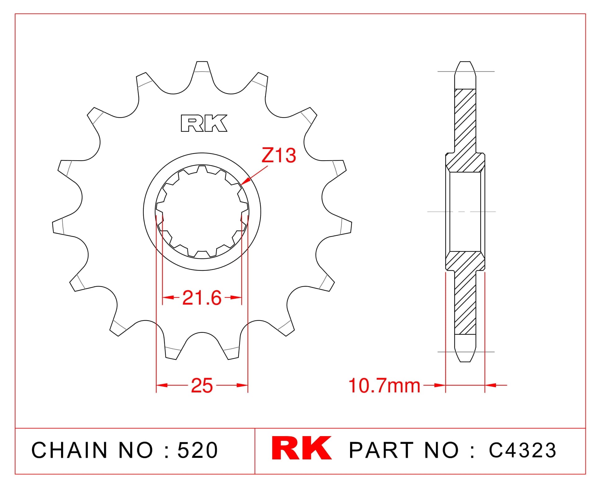 Yamaha XJ 6 RK Çelik Ön Dişli C4323-16