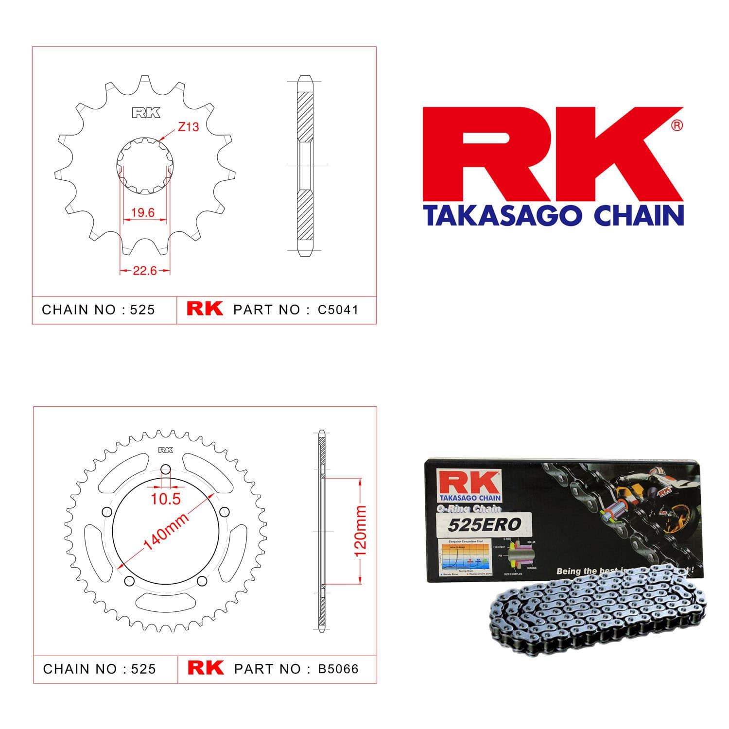 Suzuki GSX-R 600 Rk Zincir Dişli Set 525 ERO O-Ring 16/45T
