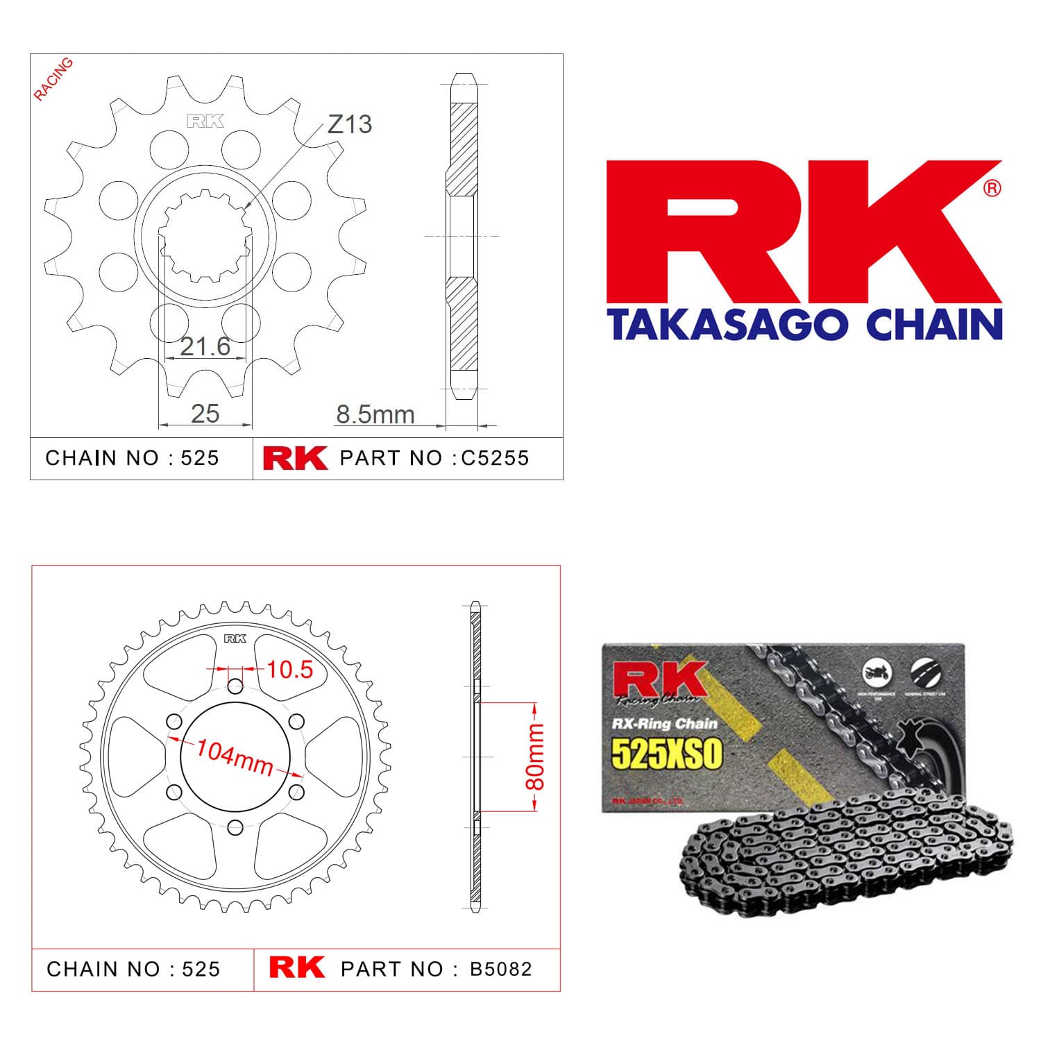 Kawasaki Z 900  Rk X-ring Zincir Dişli Set 525 XSO 15/44T - görsel 3