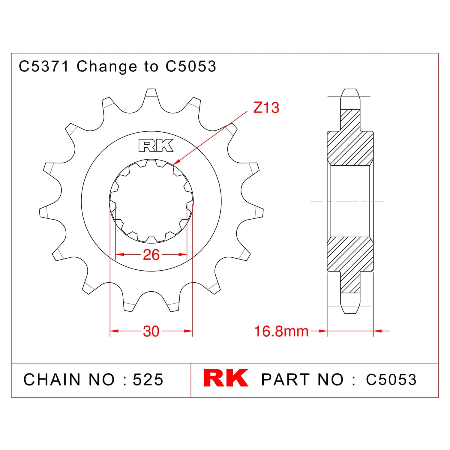 Honda CBR 650 F RK Çelik Ön Dişli C5053-15
