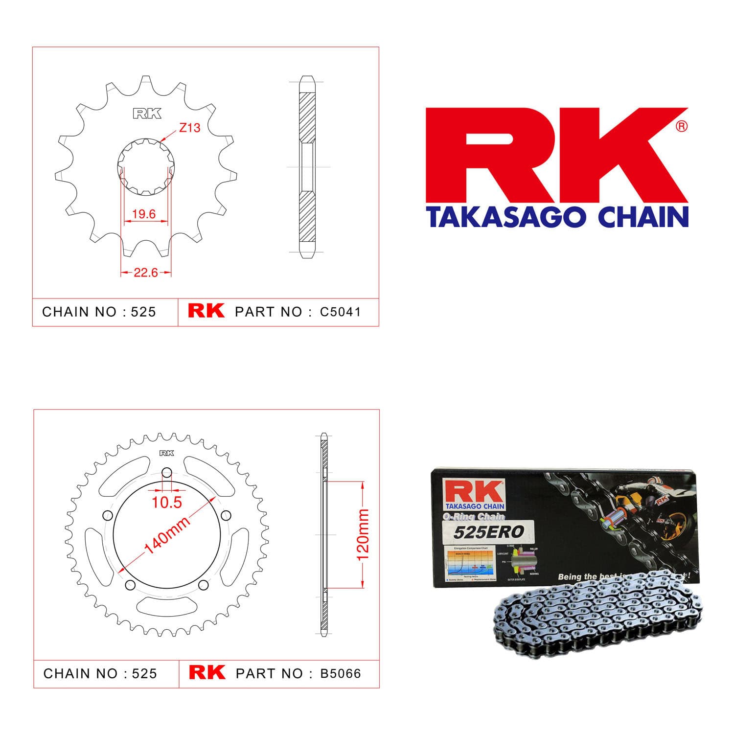 Suzuki DL 1000 V-STROM Rk Zincir Dişli Set 525 ERO O-Ring 17/41T