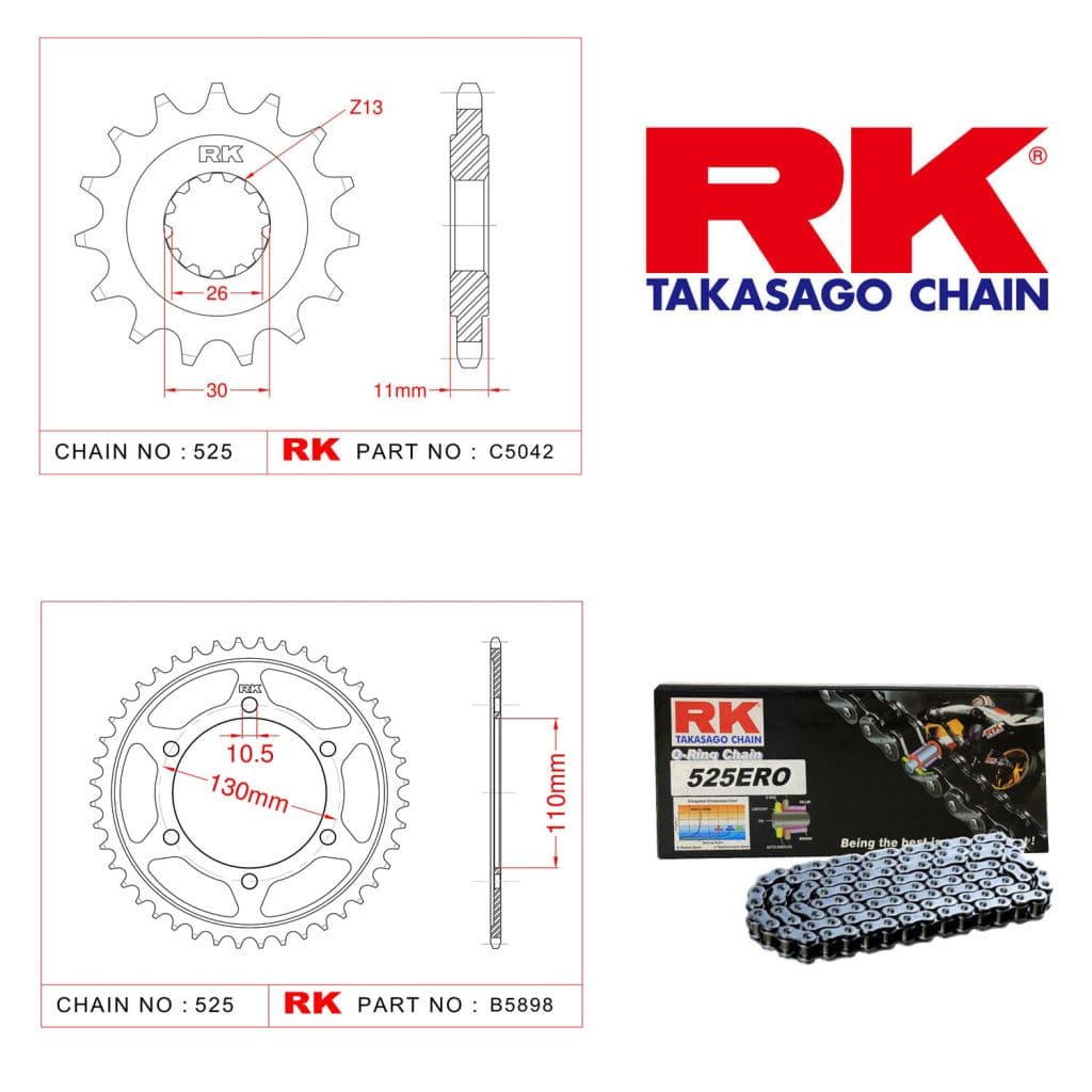 Yamaha XSR 700 Rk Zincir Dişli Set 525 ERO O-Ring 16/43T